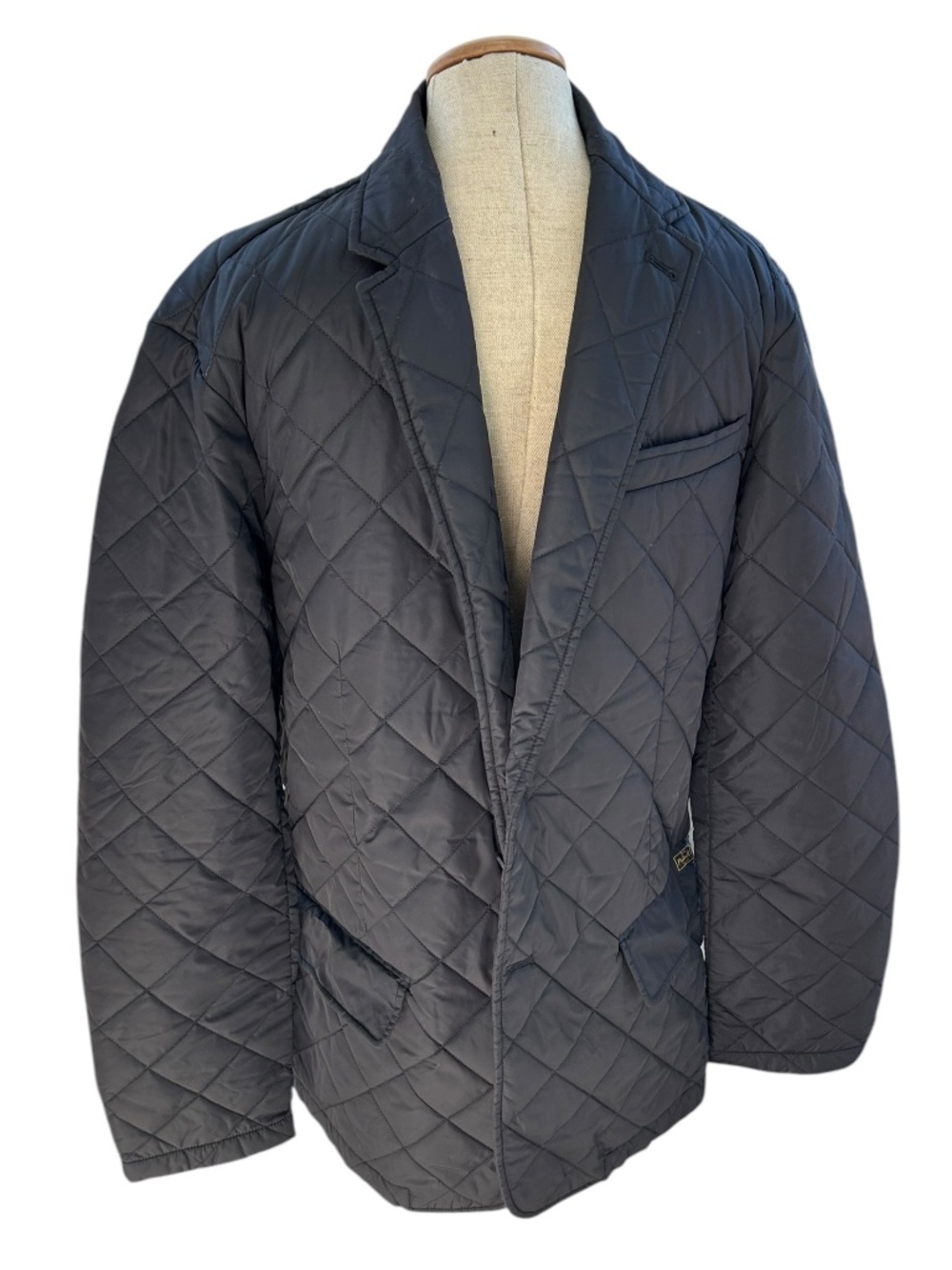 Polo Ralph Lauren black quilted leather elbow patches field blazer jacket XL